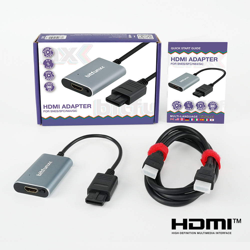 Bitfunx SV/AV HDMI® Adapter for N64 SNES SFC NGC