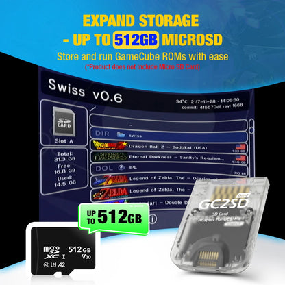 Gc2sd Bitfunx GameCube GC2SD Gen2 Swiss MicroSD Card Adapter for GameCube Wii ...