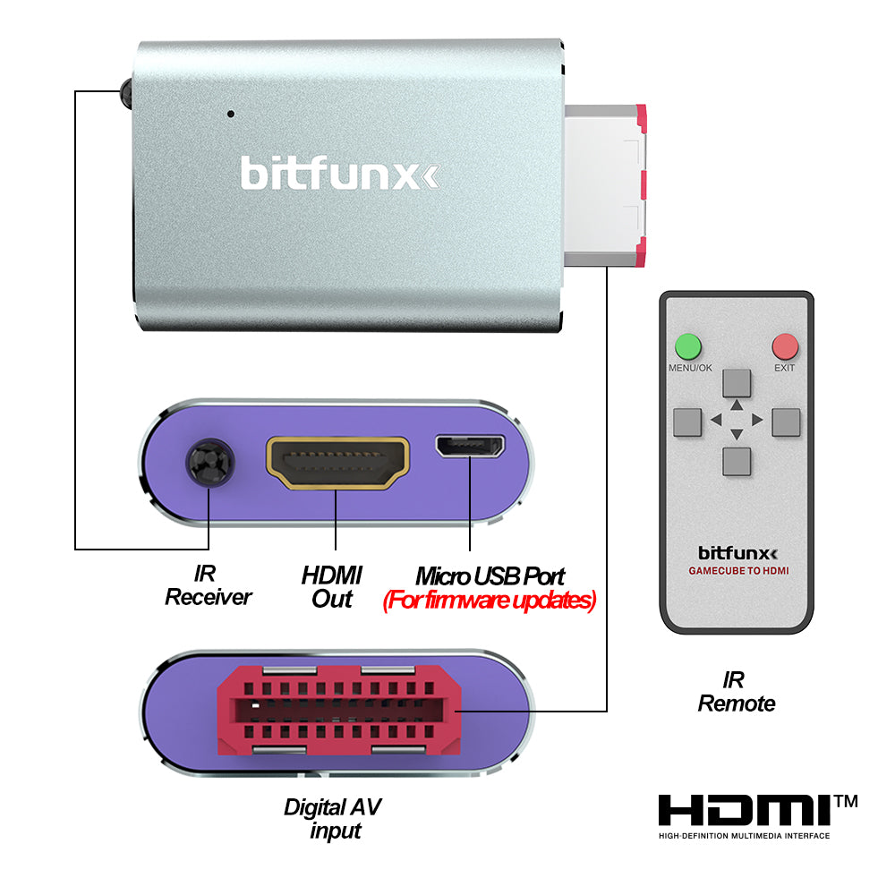 Bitfunx Digital AV to HDMI® Adapter for GameCube DOL-001
